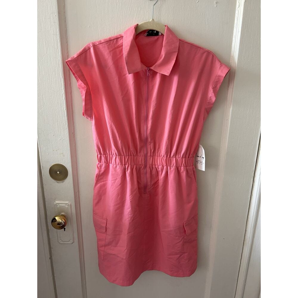 NWT Sadie x Sage‎ Barbie Pink Cargo Style Dress With Zip Front | S